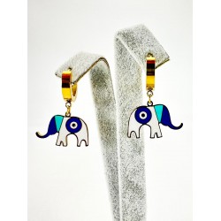 Gold Renkli Taşlı Fil Detaylı Küpe